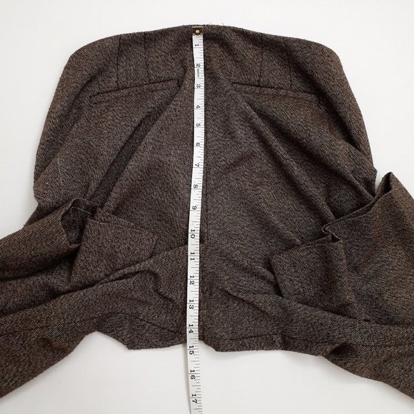 ANNE KLEIN Straight Leg Office Trouser in Chocolate Brown & Cream Wool Blend - Picture 7 of 16